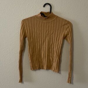 Cotton On Ribbed Mock Neck Sweater - Camel Brown
